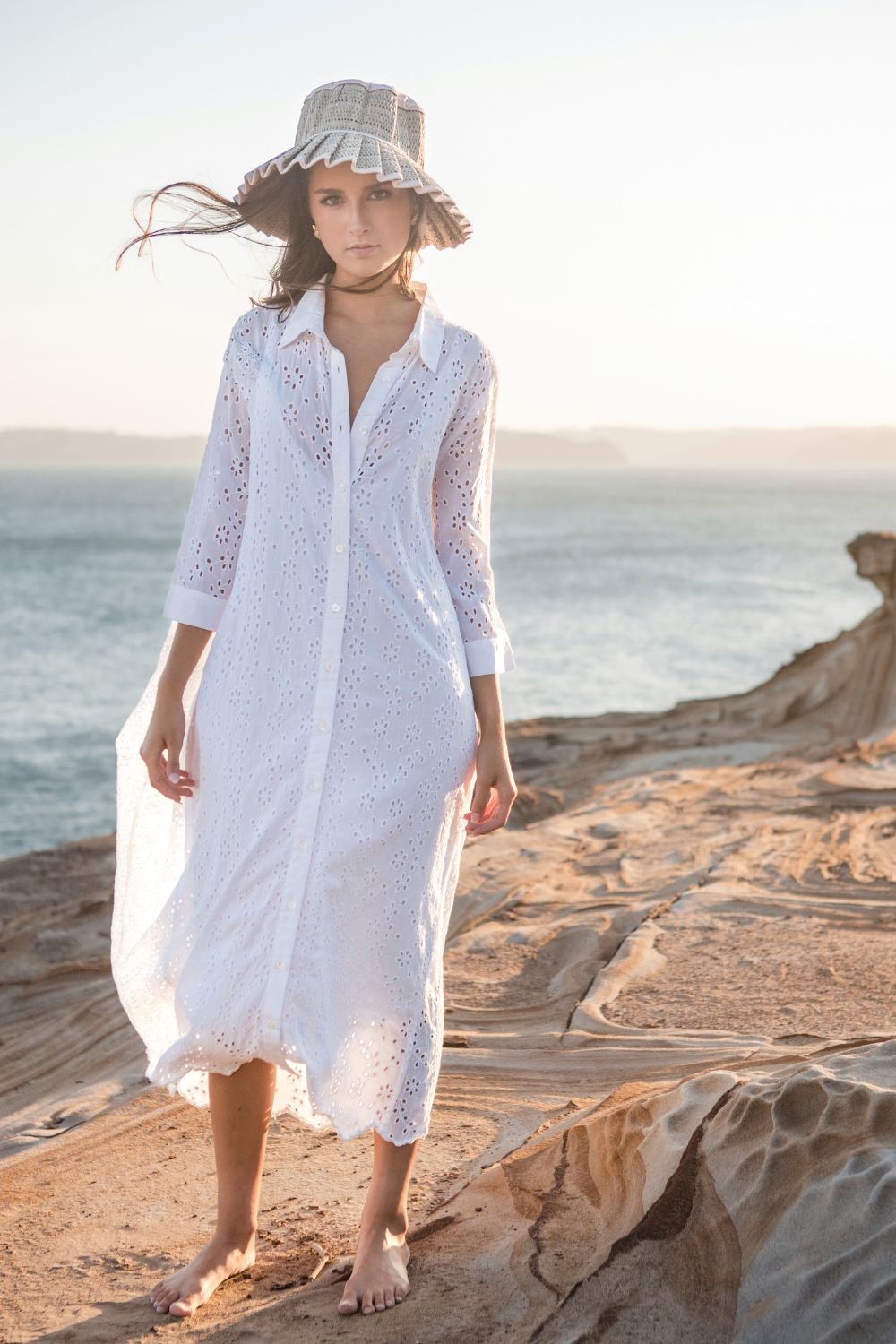 white broderie anglaise shirt dress Chinti & Parker broderie-anglaise Shirt Dress | White