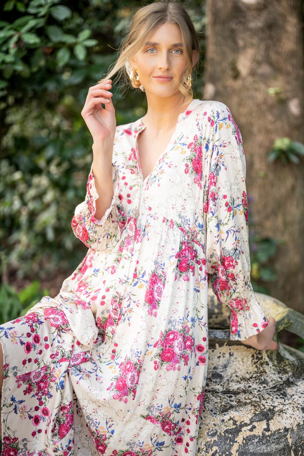 Tuscany Floral Print Maxi Boho Dress  House of Lacuna