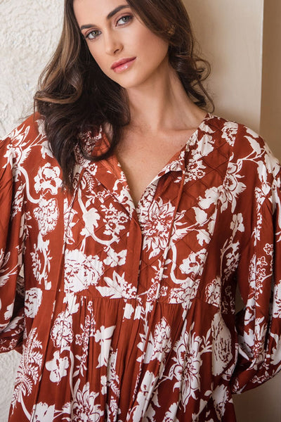 Amelia Dress Rust Paisley Print