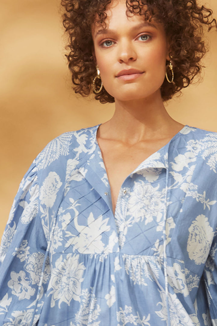 Amelia Dress Blue Paisley Print