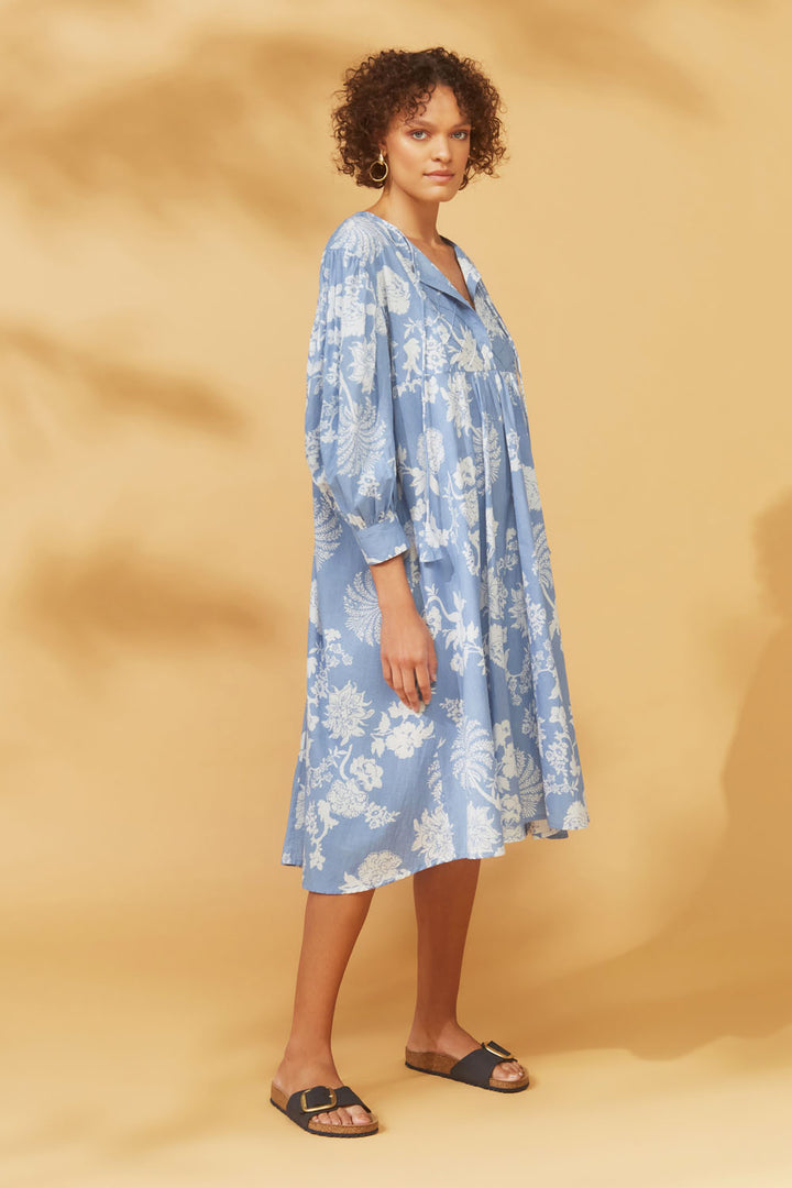 Amelia Dress Blue Paisley Print