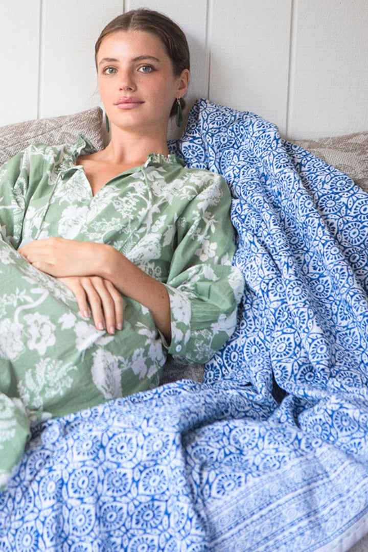 White & Indigo Throw