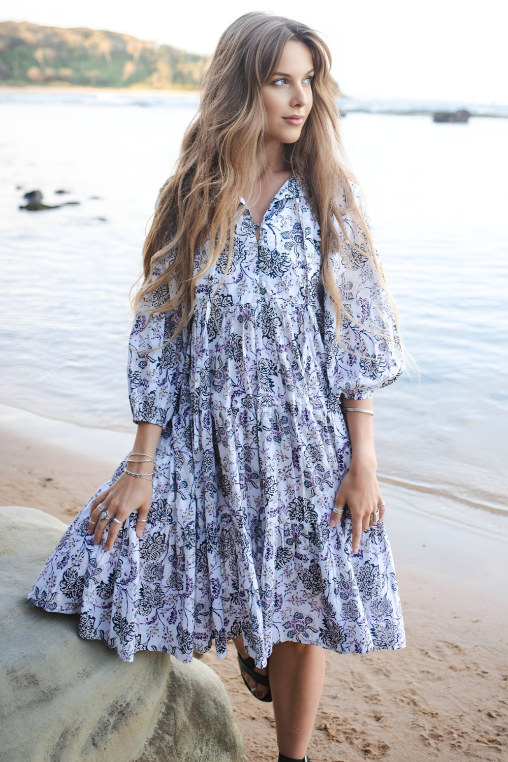 Sorrento Boho Block Print Dress M