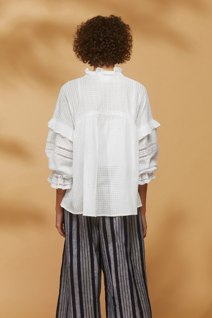 Didi Blouse White Cotton and Lace