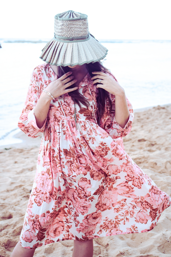 Poppy Dress Rust and Rose Print