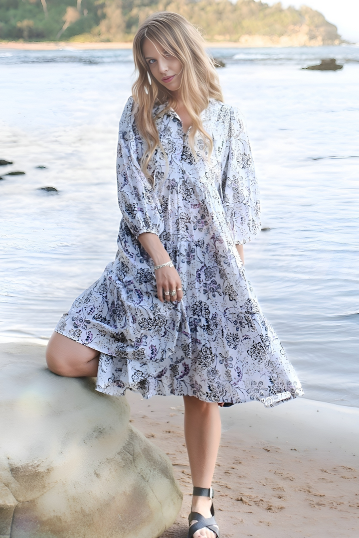 Sorrento Boho Block Print Dress