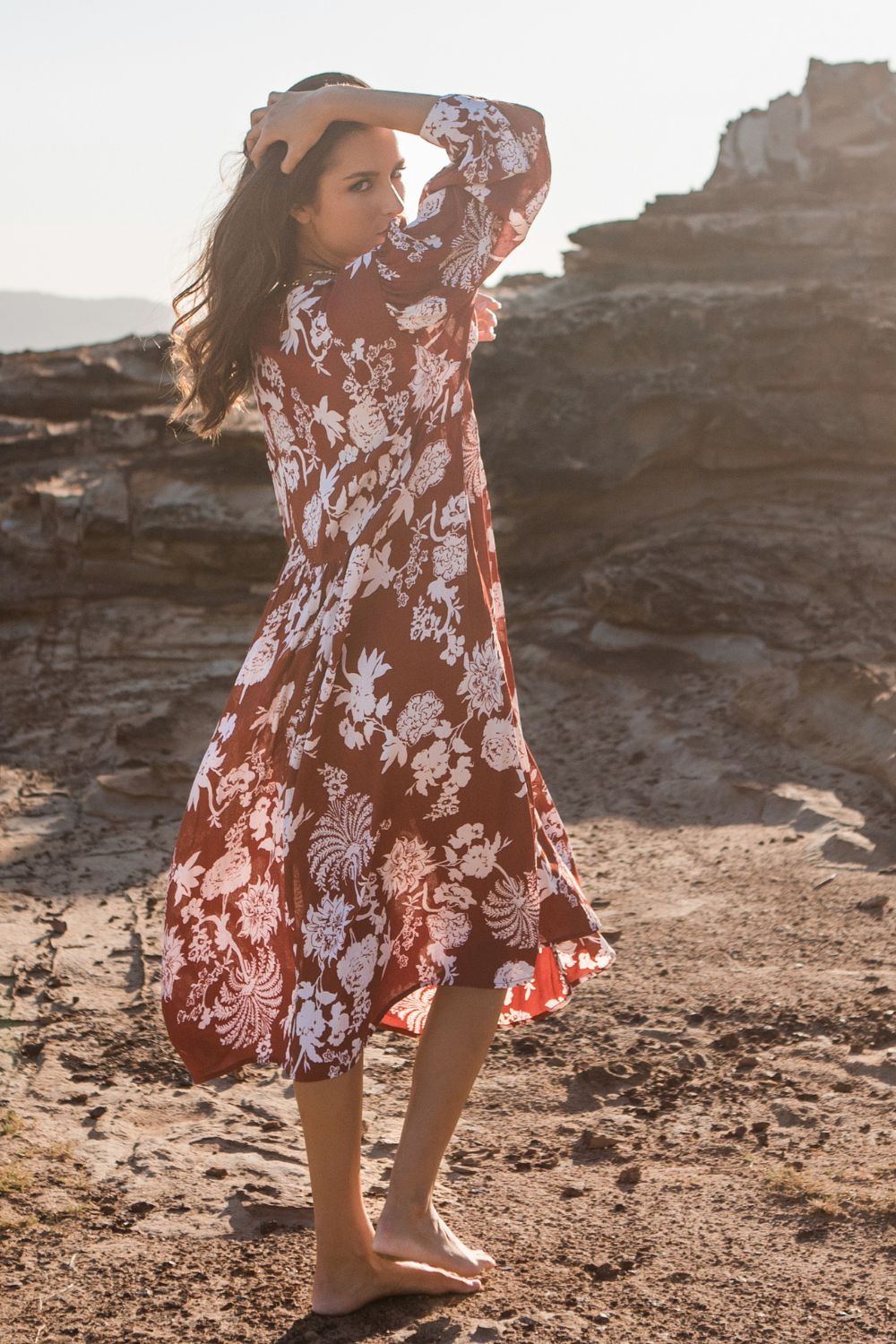 Amelia Dress Rust Paisley Print