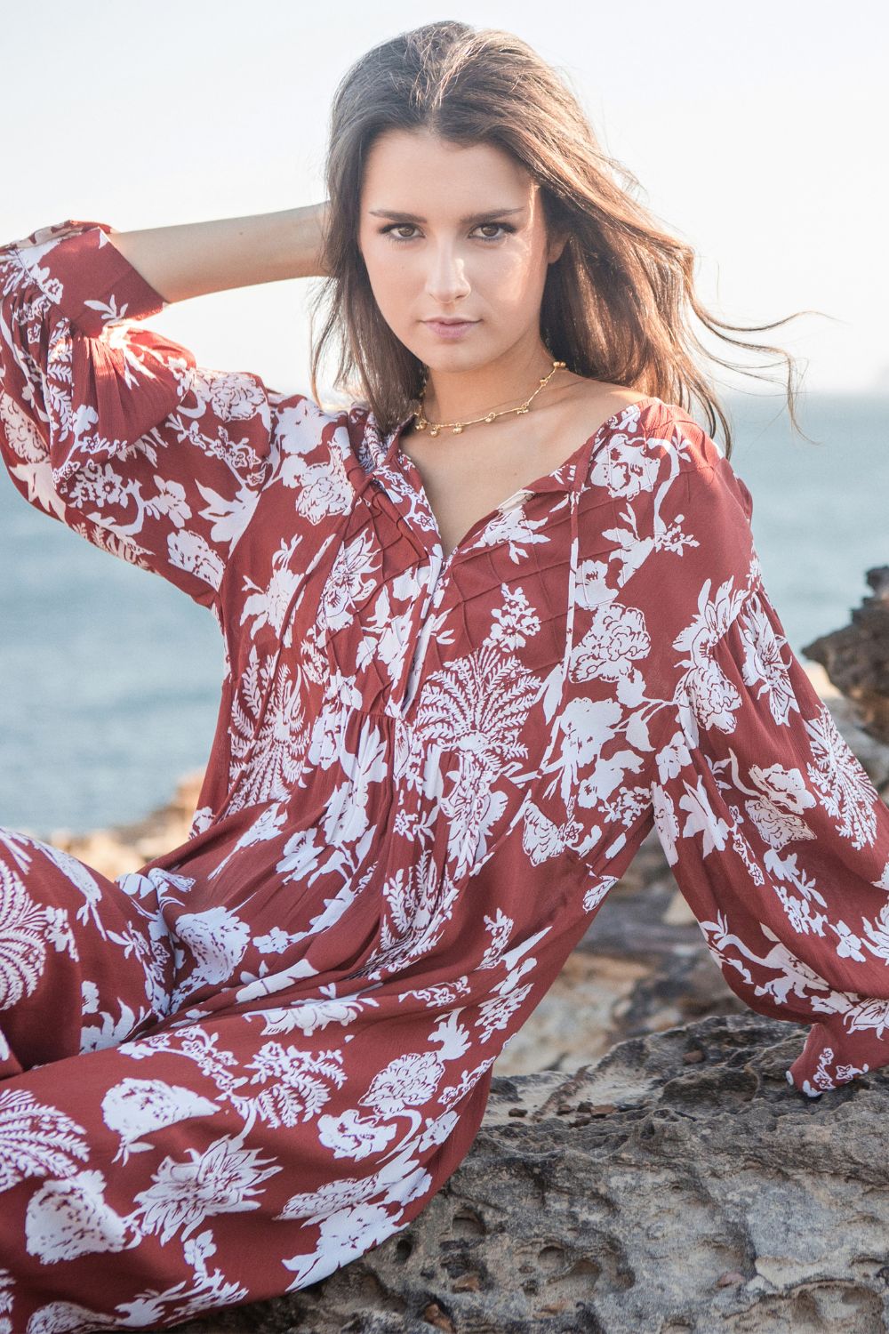 Amelia Dress Rust Paisley Print