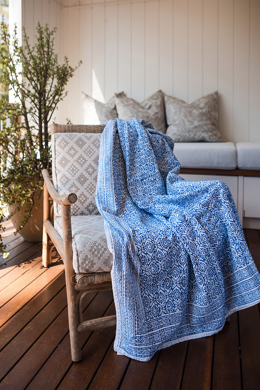 White & Indigo Throw