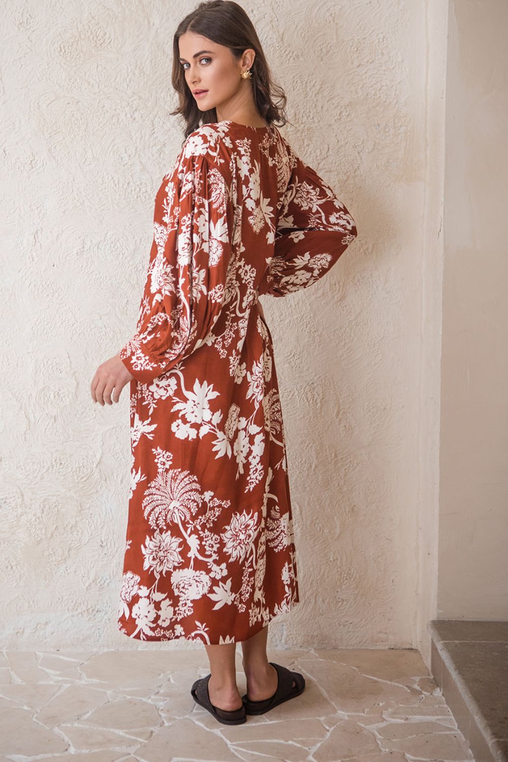 Amelia Dress Rust Paisley Print