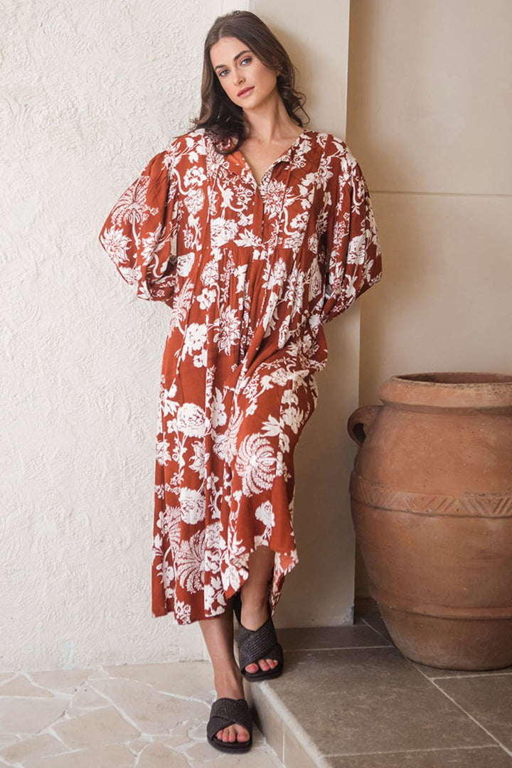 Amelia Dress Rust Paisley Print