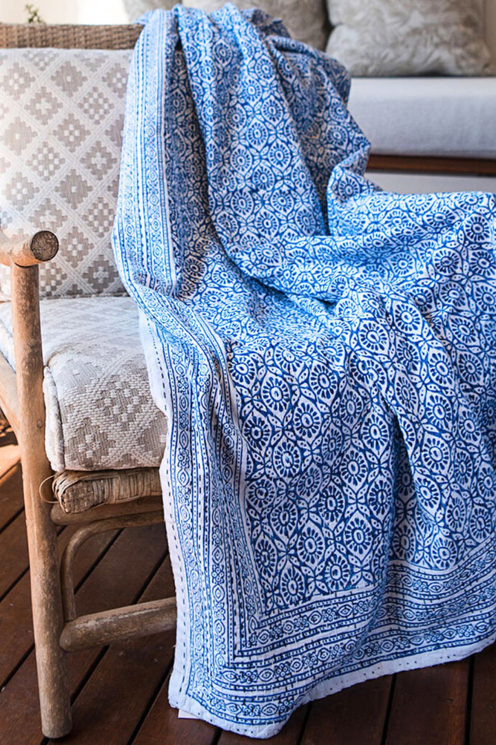White & Indigo Throw