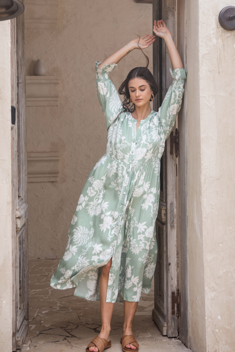 Tuscany Boho Dress Sage Paisley Print House of Lacuna Tuscany Boho Dress Sage Paisley Print House of Lacuna