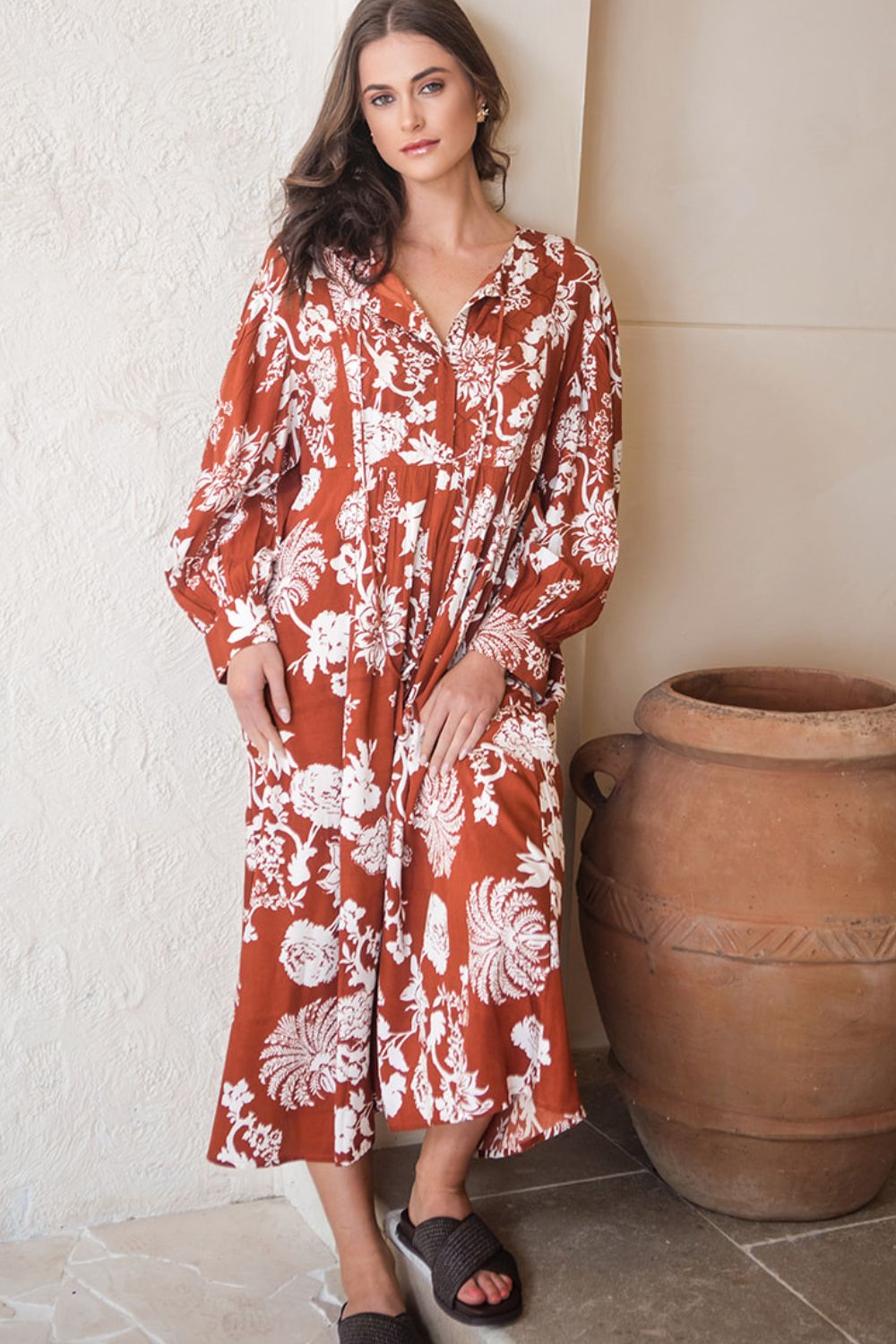 Amelia Dress Rust Paisley Print