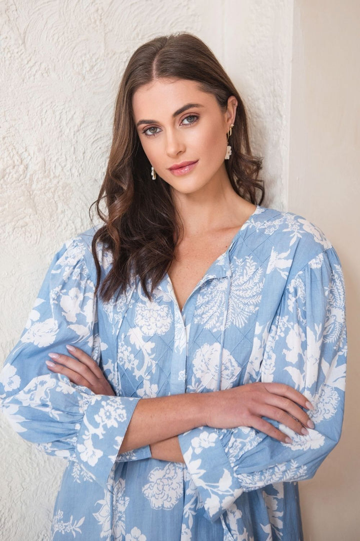 Amelia Dress Blue Paisley Print