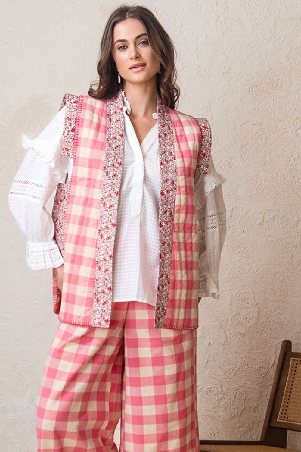 Pink Gingham Reversible Vest