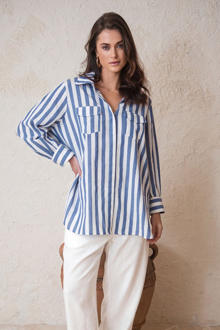 Bobby Shirt Blue & white Stripe