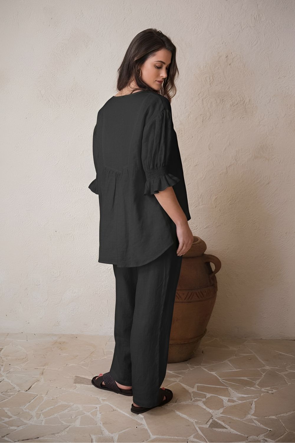 Lou Lou Blouse Pure Black Linen