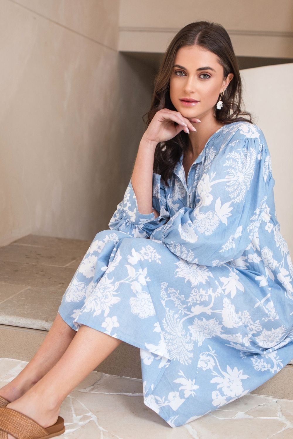 Amelia Dress Blue Paisley Print