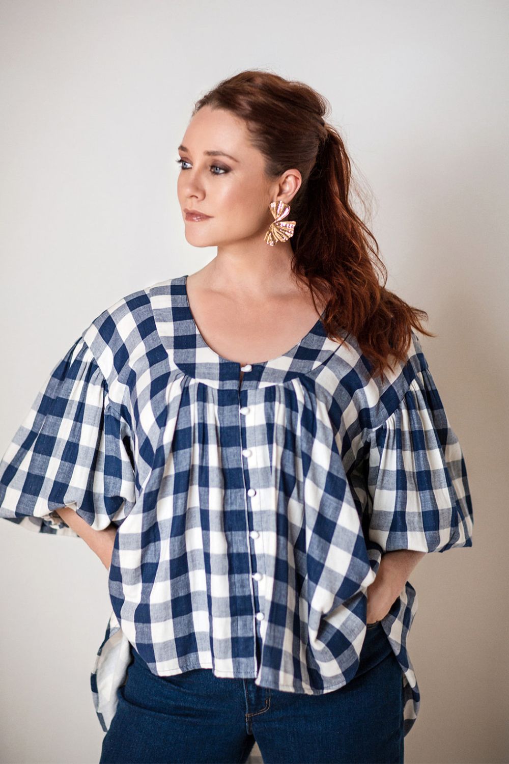 Neela Gingham Cotton Yarn Dyed Blouse