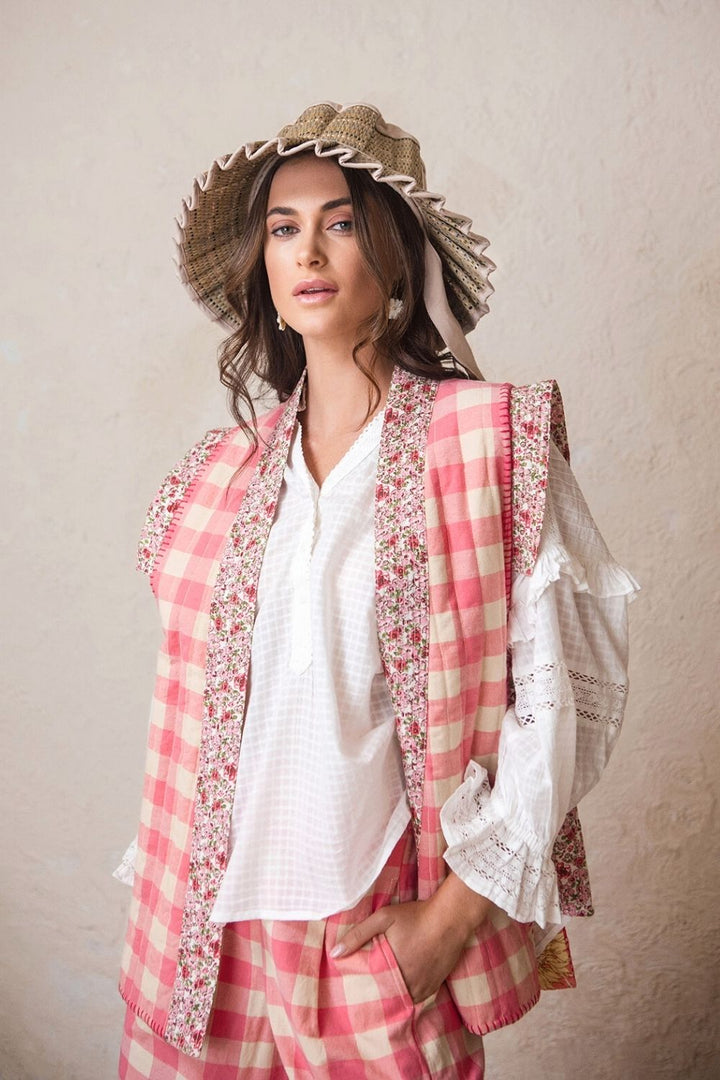 Pink Gingham Reversible Vest