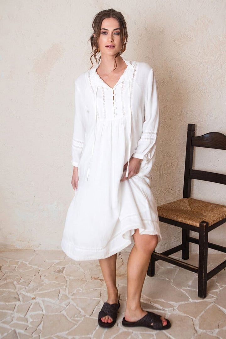 Louisa Dress White Linen