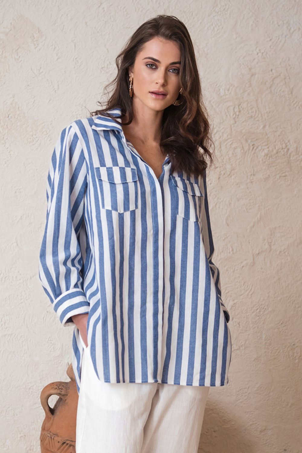 Bobby Shirt Blue & white Stripe