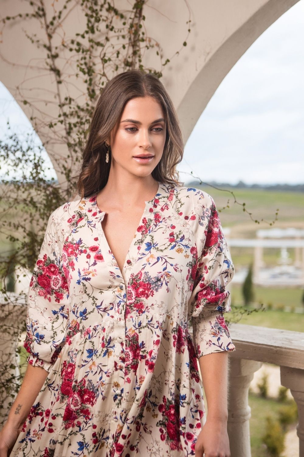 Tuscany Floral Print Maxi Boho Dress