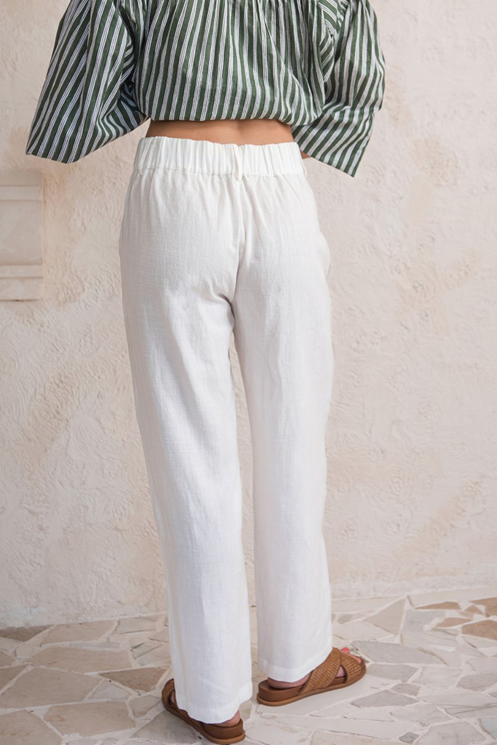 Pure White Linen Puglia  Pants