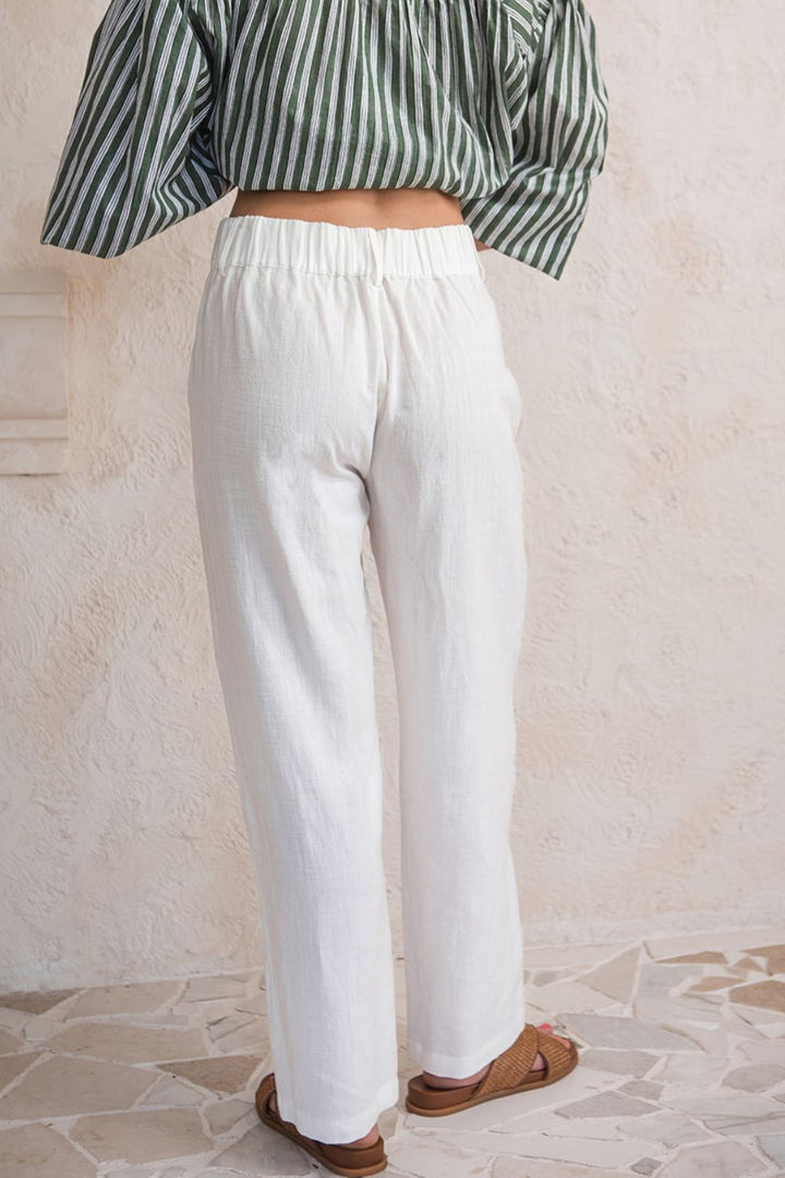 Pure White Linen Puglia  Pants
