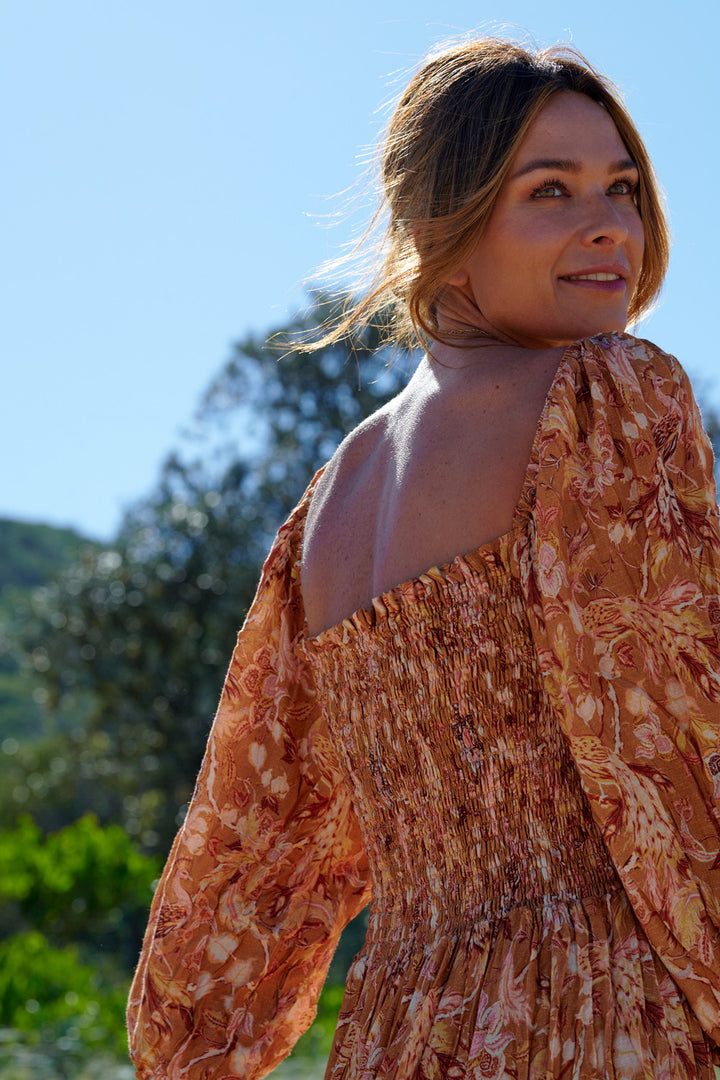Amalfi Print Shirred Maxi