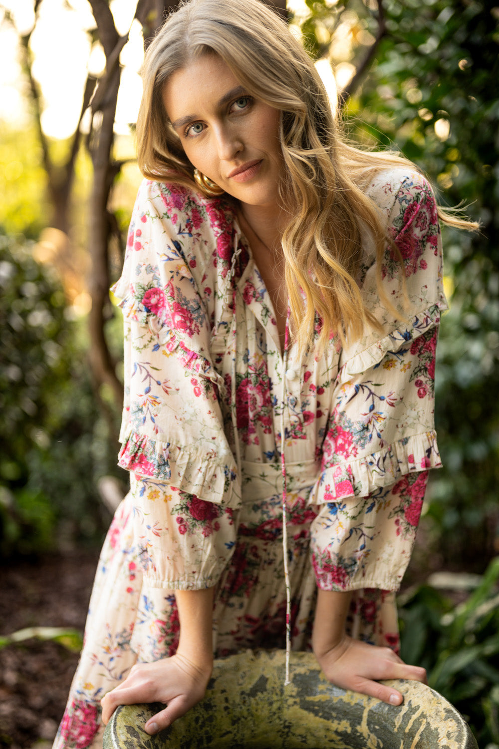 Floral maxi dress cotton hot sale