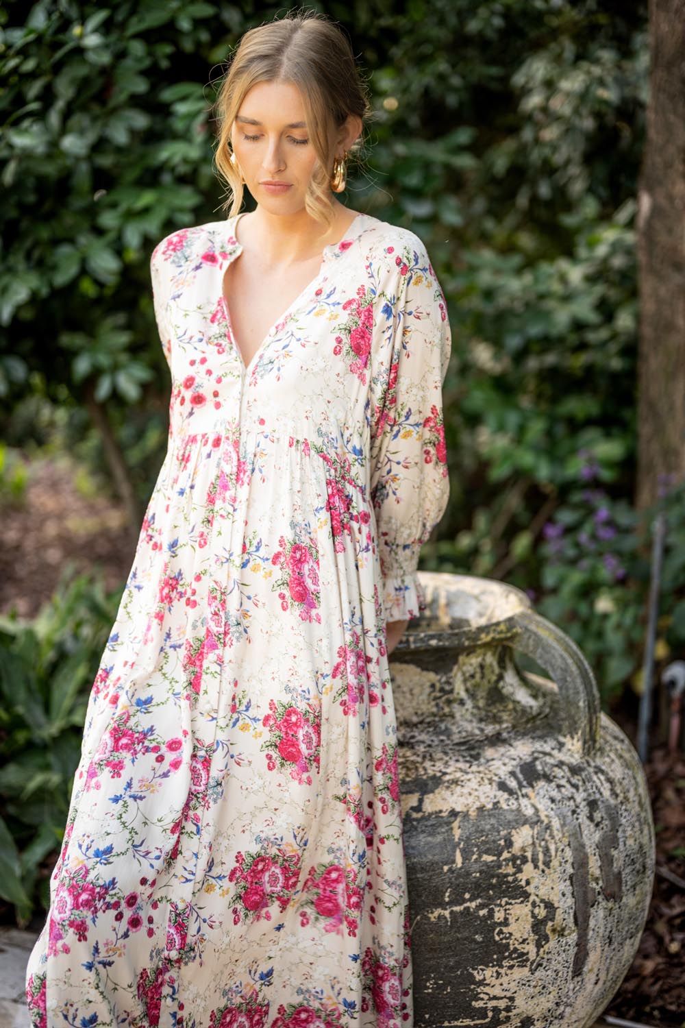 Tuscany Floral Print Maxi Boho Dress House of Lacuna