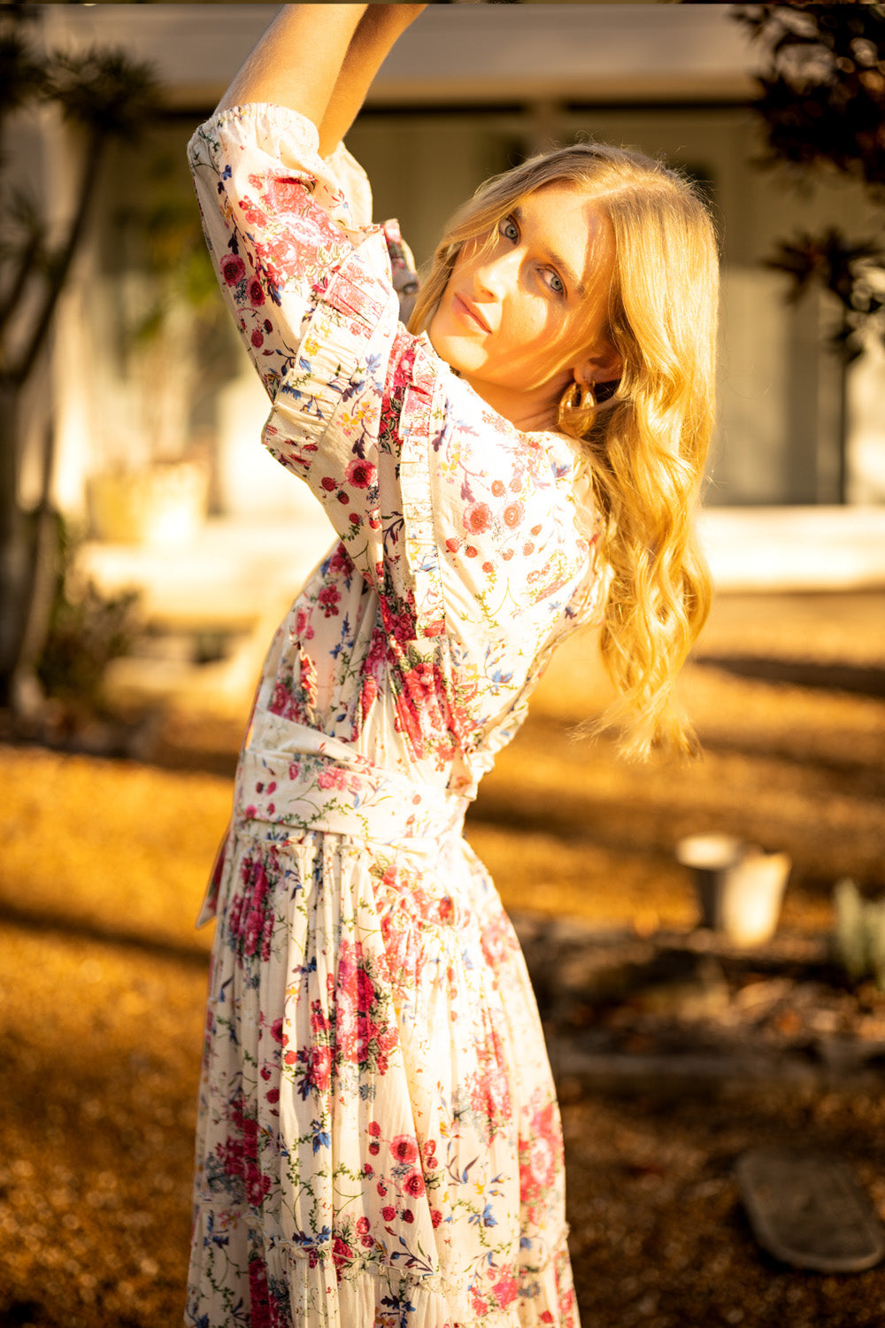 Floral maxi dress cotton cheap