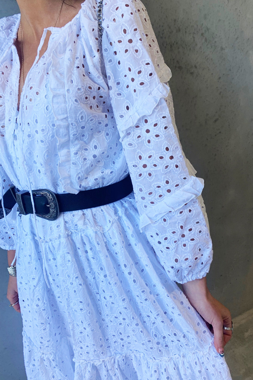 Broderie Anglaise White Maxi Dress House of Lacuna