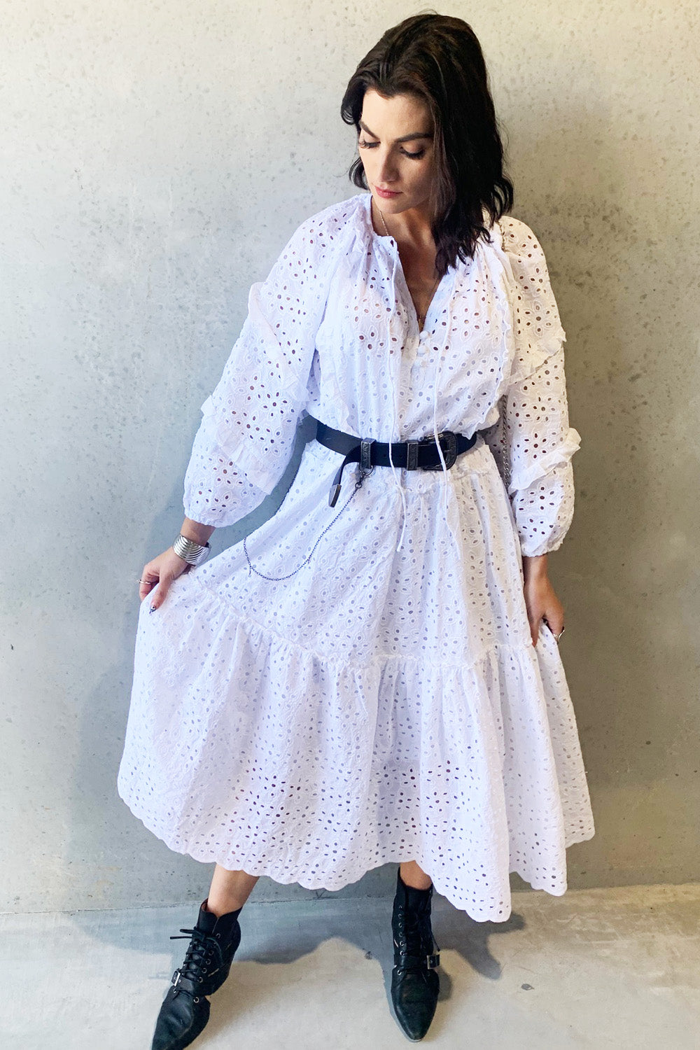 Broderie Anglaise White  Maxi Dress