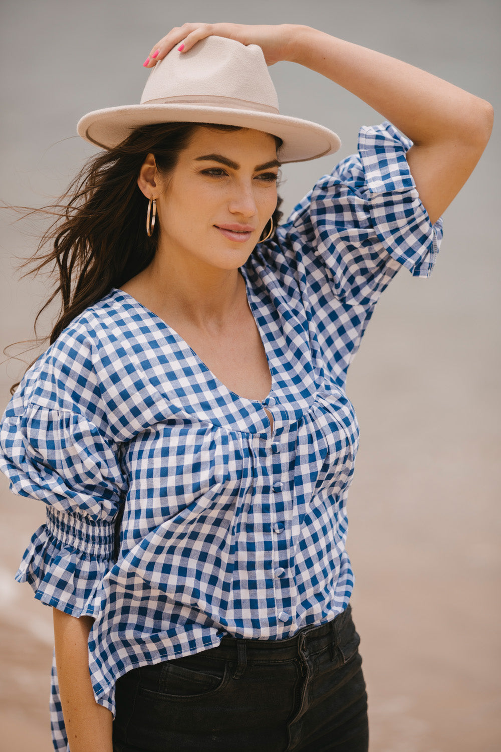 Lou Lou Blouse Blue Gingham