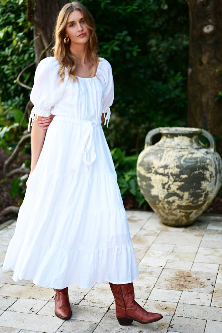 Flutter Pure Linen Maxi Dress
