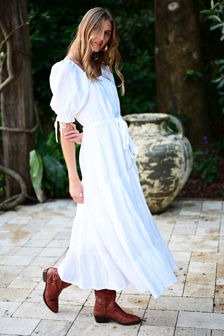 Flutter Pure Linen Maxi Dress