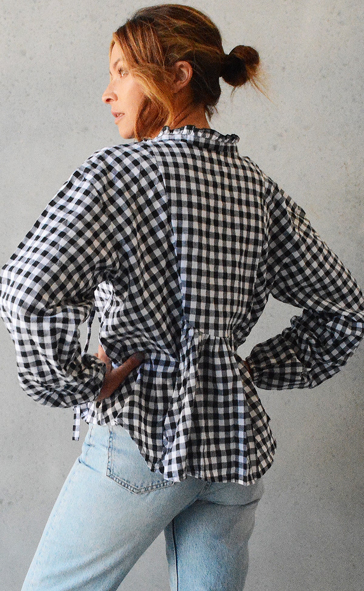 Louisa Blouse Black and White Gingham