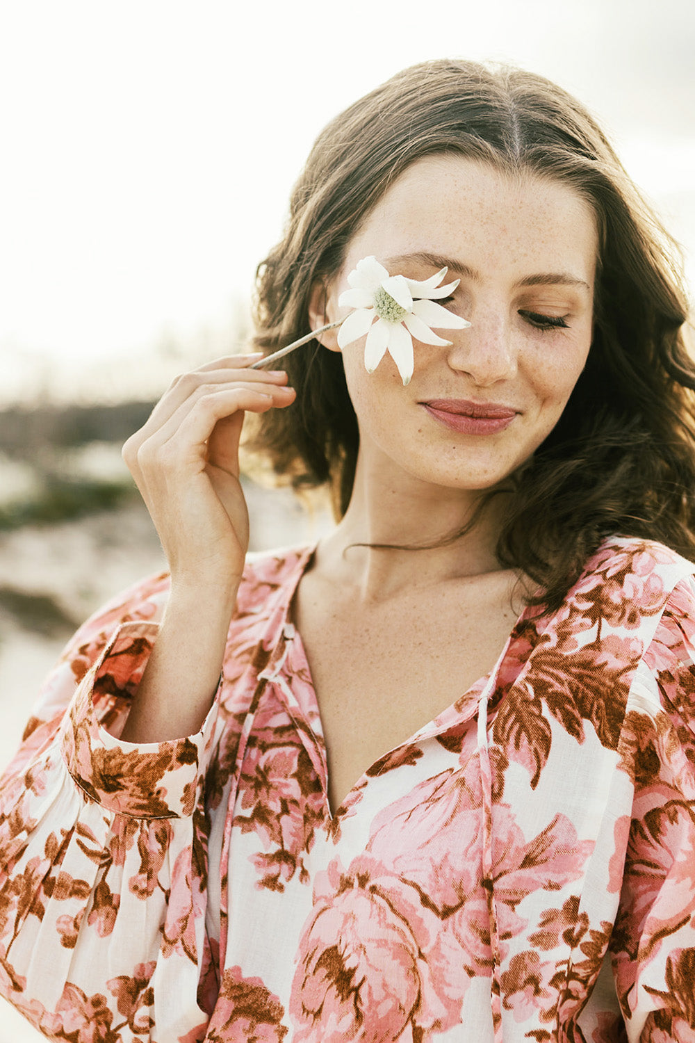 Poppy Dress Rust and Rose Print