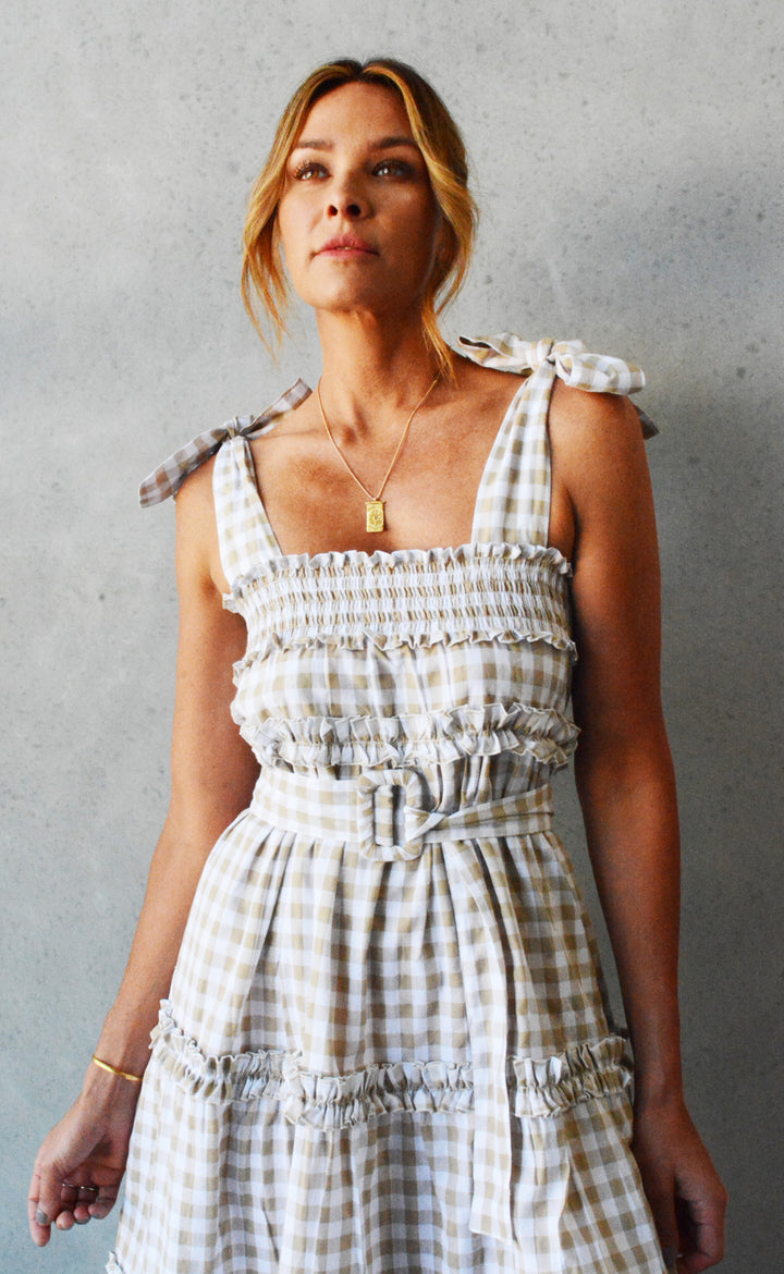 Sophia Dress Fawn Gingham
