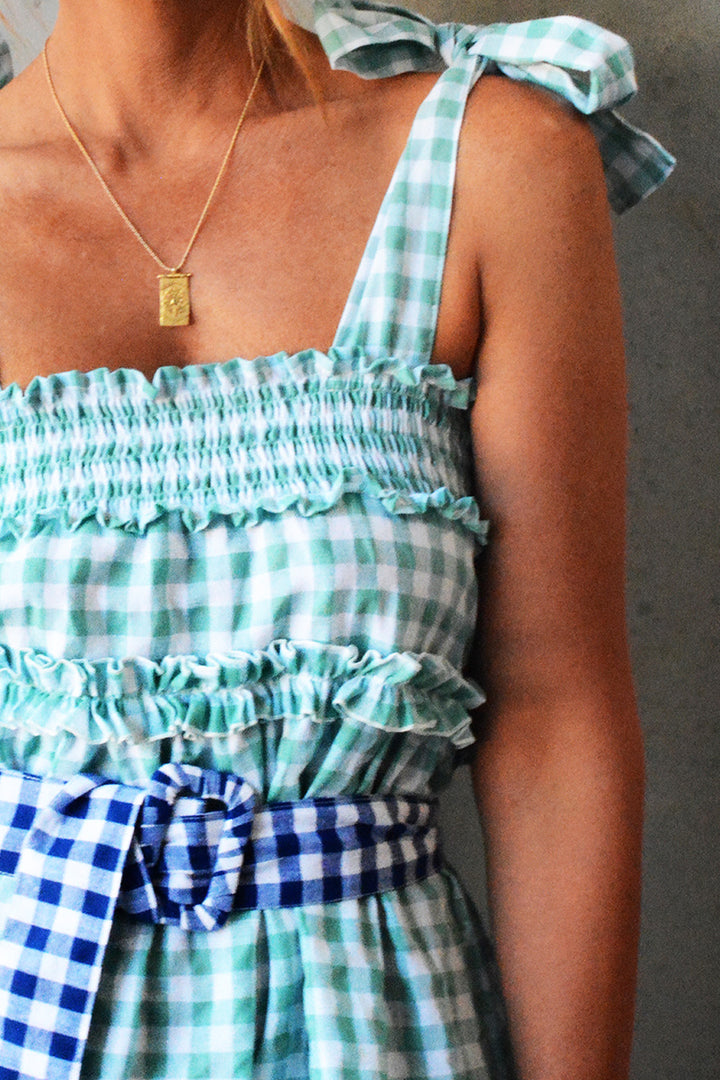 Sophia Dress Mint Gingham