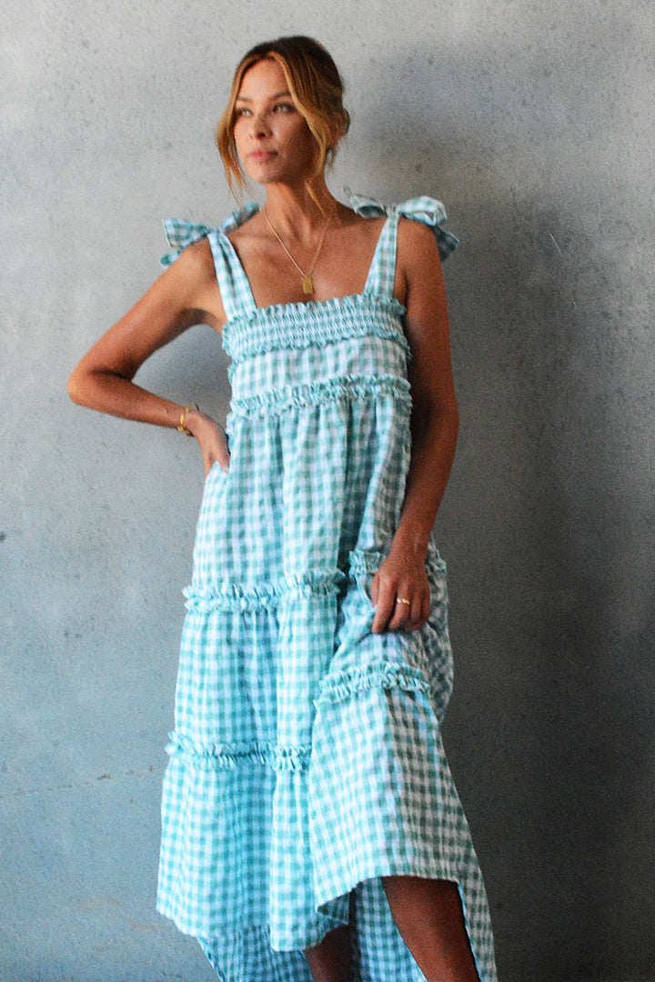 Sophia Dress Mint Gingham