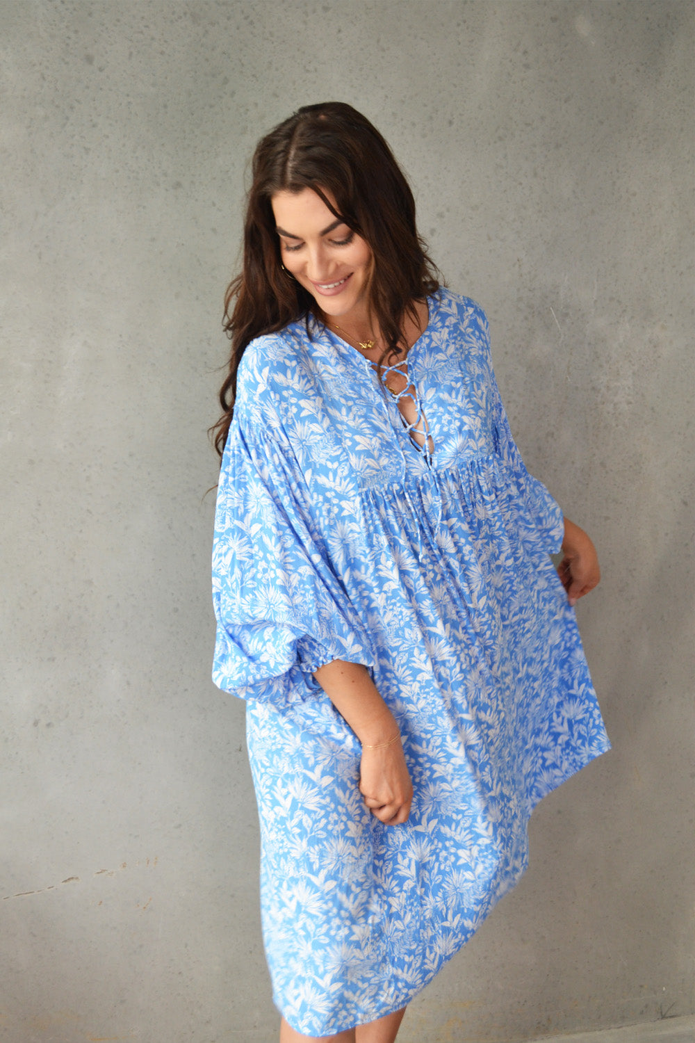 Sienna Dress Blue Tropicana Print