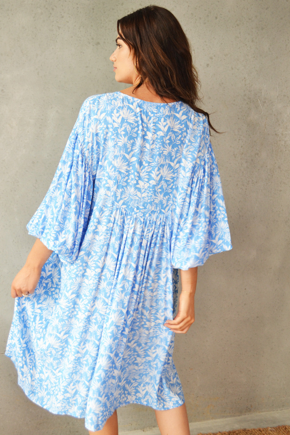 Sienna Dress Blue Tropicana Print