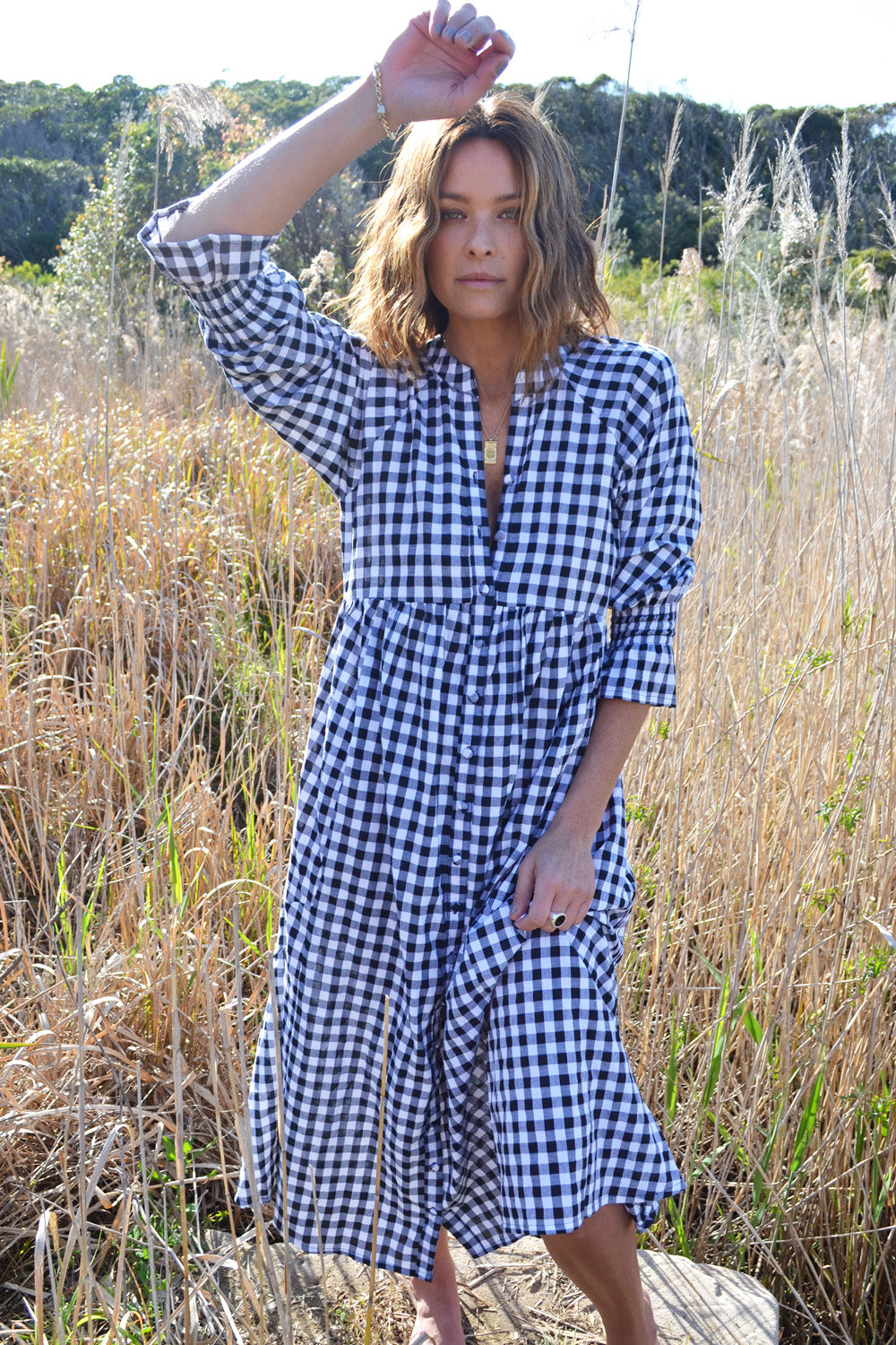 Tuscany Shirt Dress Black/White Gingham