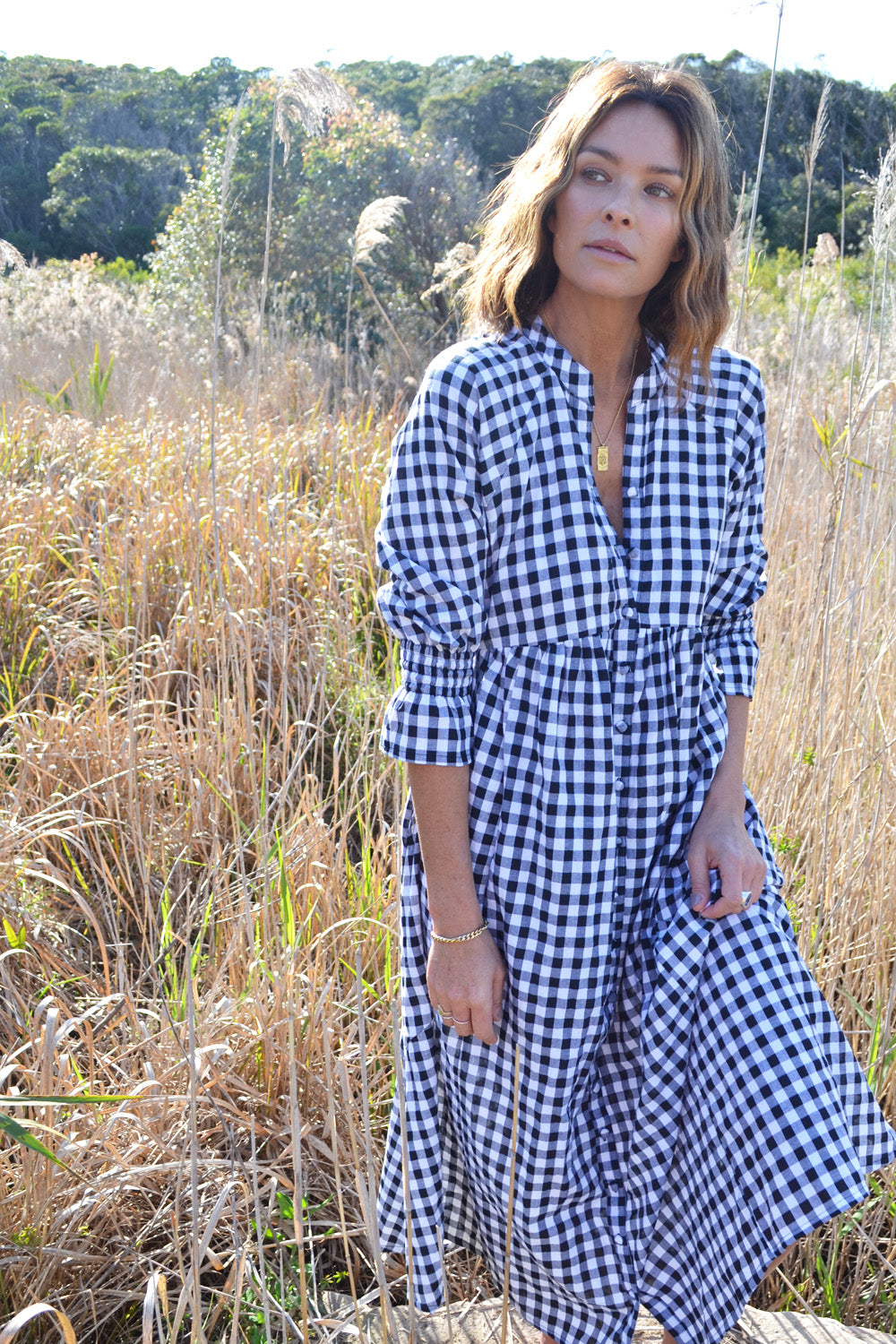 Tuscany Shirt Dress Black/White Gingham XL