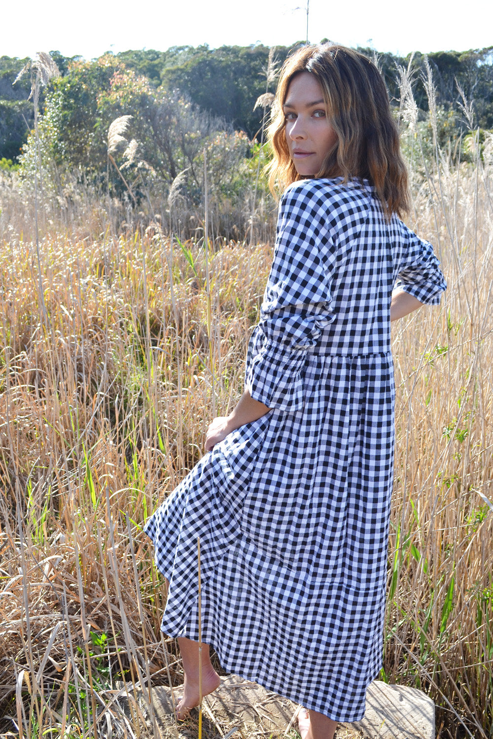 Tuscany Shirt Dress Black/White Gingham