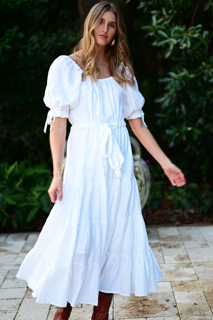 Flutter Pure Linen Maxi Dress
